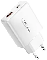 Сетевое зарядное устройство Remax RP-U01-AC 20w GaN PD USB-A/USB-C fast charger white - фото Сетевое зарядное устройство Remax RP-U01-AC 20w GaN PD USB-A/USB-C fast charger white