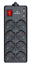 Мережевий фільтр (подовжувач) REAL-EL RS-8 PROTECT 1.8м (EL122300019) чорний - фото Мережевий фільтр (подовжувач) REAL-EL RS-8 PROTECT 1.8м (EL122300019) чорний