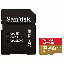 Карта памяти SanDisk microSDHC 32GB Extreme UHS-I U3 V30 A1 + SD-адаптер (SDSQXAF-032G-GN6AA) - фото Карта памяти SanDisk microSDHC 32GB Extreme UHS-I U3 V30 A1 + SD-адаптер (SDSQXAF-032G-GN6AA)