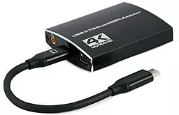 Видео переходник (адаптер) Cablexpert USB3.1 Type-C - 2xHDMI v1.4 4k 30hz 0.15m + 3.5mm black (A-CM-HDMIF2-01)