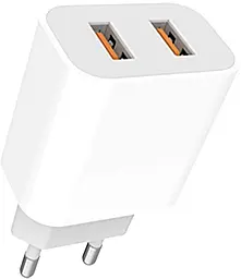Сетевое зарядное устройство Denmen 2.4a 2xUSB-A home charger white (DM-DC05-WH) - фото Сетевое зарядное устройство Denmen 2.4a 2xUSB-A home charger white (DM-DC05-WH)