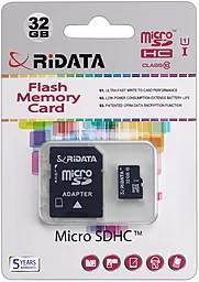 Карта пам'яті Ridata microSDHC 32GB Class 10 UHS-I U1 + SD-адаптер (FF962262) - мініатюра 2
