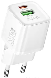 Сетевое зарядное устройство Hoco N65 Ingenious 20w GaN PD USB-C/USB-A ports charger white - фото Сетевое зарядное устройство Hoco N65 Ingenious 20w GaN PD USB-C/USB-A ports charger white