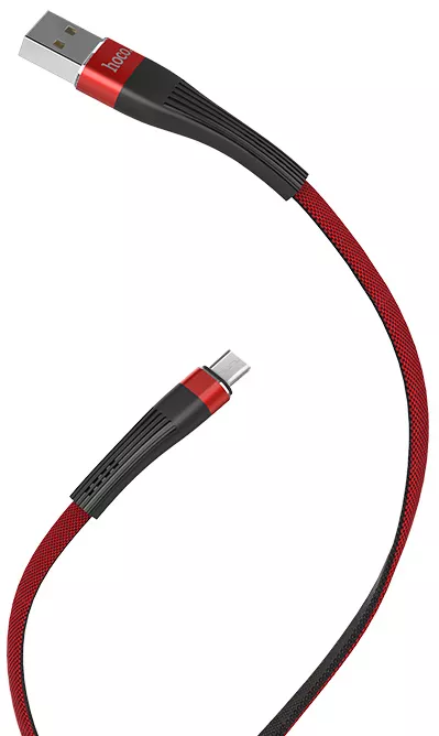 Кабель Hoco U39 Slender USB-A - micro USB 12w 2.4a 1.2м cable Red/Black - фото 2