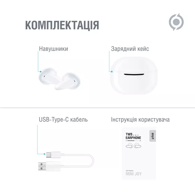 Наушники Piko TWS-MiniJoy White - фото 9