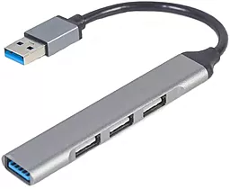 USB-A хаб Gembird 4-in-1 grey (UHB-U3P1U2P3-02)