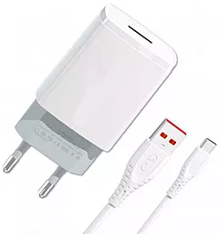 Мережевий зарядний пристрій SkyDolphin SC36V 2.4A USB-A + microUSB cable White (MZP-000118)