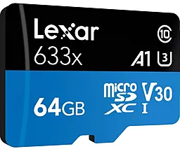 Карта пам'яті Lexar microSDXC 64GB Class 10 633x UHS-I U3 V30 A1 + SD-адаптер (LSDMI64GBB633A) - мініатюра 3