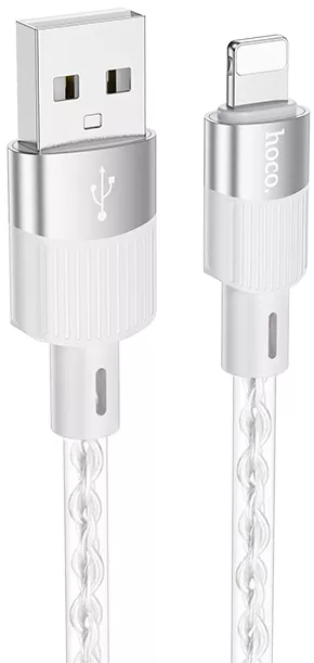 Кабель Hoco X99 Crystal Junction USB-A - Lightning 12w 2.4a 1м cable Gray - фото 1