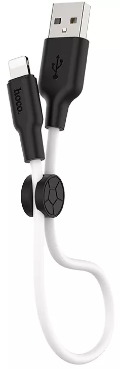 Кабель Hoco X21 Plus Silicone USB-A - Lightning 12w 2.4a 0.25м cable Black/White - фото 4