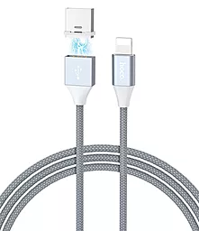 USB Кабель Hoco U40B Magnetic Adsorption Lightning Cable Gray - мініатюра 4