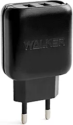 Мережевий зарядний пристрій Walker WH-27 2.1a 2xUSB-A ports charger + USB-C cable black - мініатюра 2