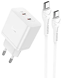 Мережевий зарядний пристрій зі швидкою зарядкою Hoco N35 45w PD 2xUSB-C ports charger + USB-C to USB-C cable white