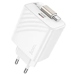 Сетевое зарядное устройство Hoco N57 Full 20w GaN PD USB-C fast charger + USB-C cable white - фото Сетевое зарядное устройство Hoco N57 Full 20w GaN PD USB-C fast charger + USB-C cable white