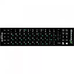 Клавиатура Grand-X Наклейка на клавиатуру Grand-X 68 keys Green, Latin Ukr white (GXDGUA)