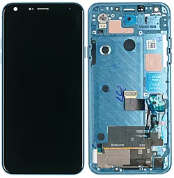 Дисплей LG Q7, Q7 Plus (LM-Q610, LM-Q610.FG, LM-Q610.FGN, LM-Q610.YN, LM-Q725L, LM-Q725K, LM-Q725S) с тачскрином и рамкой, оригинал, Blue