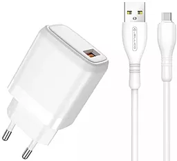Сетевое зарядное устройство Jellico A77 18w QC3.0 home charger + USB-C cable white - фото Сетевое зарядное устройство Jellico A77 18w QC3.0 home charger + USB-C cable white