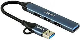 USB Type-C + USB-A хаб LDNio DS-64U 4-in-1 USB3.0 grey - фото USB Type-C + USB-A хаб LDNio DS-64U 4-in-1 USB3.0 grey