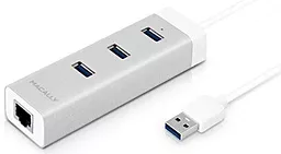 USB Type-C + USB-A хаб (концентратор) Macally 3xUSB 3.0 And Ethernet (RJ-45) White (U3HUBGBA)