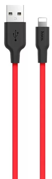 Кабель Hoco X21 Silicone USB-A - Lightning 10w 1м cable Black/Red - фото 1