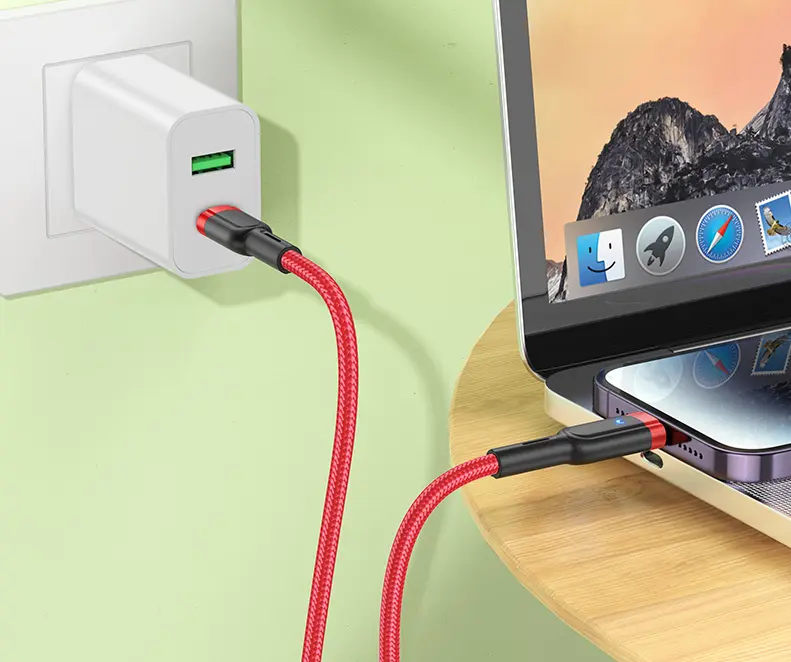Кабель Hoco U117 USB Type-C - Lightning 20w 3a 1.2м PD cable Red - фото 4