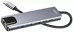 Мультипортовый USB Type-C хаб XO HUB013 6-in-1 grey