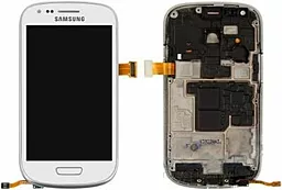 Дисплей Samsung Galaxy S3 mini I8190 с тачскрином и рамкой, White