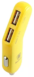 Автомобильное зарядное устройство Baseus 2USB Car charger 2.4A Yellow (flyest series)