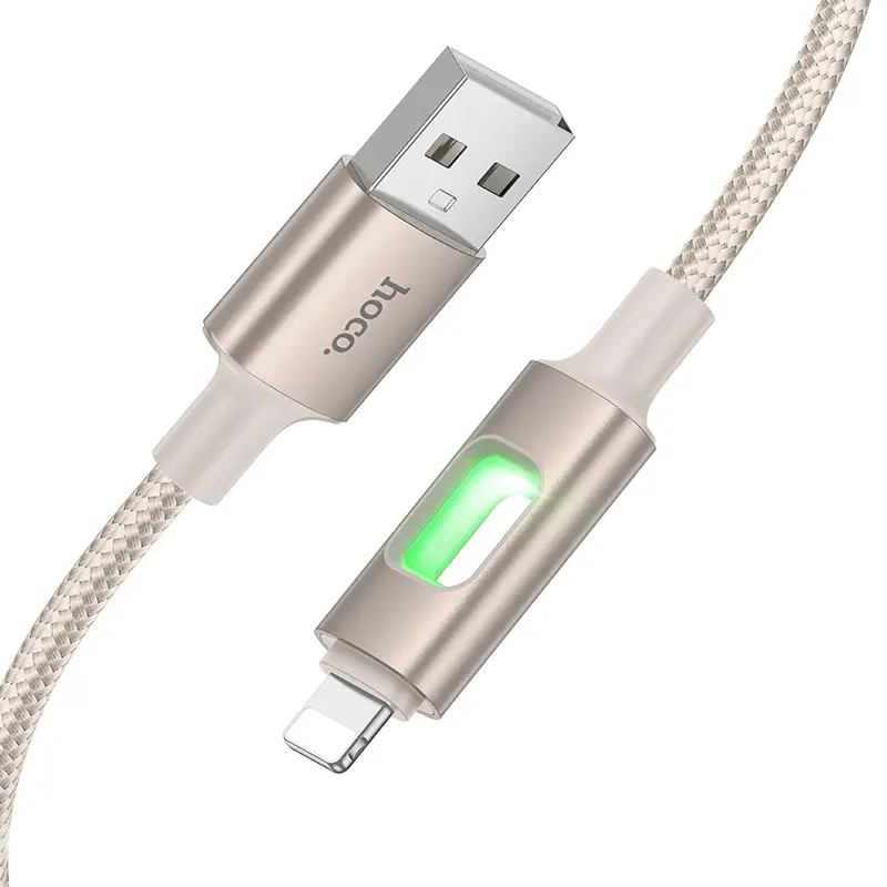 Кабель Hoco U144 USB-A - Lightning 12w 2.4a 1.2м cable Gold - фото 3