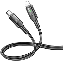Кабель USB PD Hoco U120 Transparent + intelligent power-off 27w 3a 1.2m Type-C - Lightning cable black - миниатюра 3