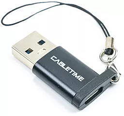 Адаптер-переходник CABLETIME M-F USB-A 3.0 -> USB Type-C Black (CA913701)