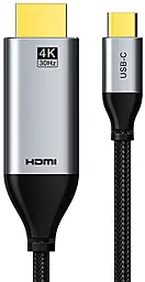 Відеокабель USB Type-C - HDMI v1.4 4k 30hz 3m black (CA915378) Cabletime - фото Відеокабель USB Type-C - HDMI v1.4 4k 30hz 3m black (CA915378) Cabletime