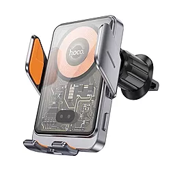 Держатель с беспроводной зарядкой Hoco HW7 Transparent Discovery Edition wireless fast charging Black - фото Держатель с беспроводной зарядкой Hoco HW7 Transparent Discovery Edition wireless fast charging Black