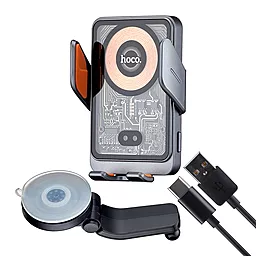 Тримач з бездротовою зарядкою Hoco HW8 Transparent Discovery Edition Grey - мініатюра 2 Тримач з бездротовою зарядкою Hoco HW8 Transparent Discovery Edition Grey - мініатюра 2