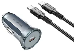 Автомобільний зарядний пристрій Borofone BZ26 Searcher 30w PD USB-C ports car charger + UBS-C to USB-C cable gray - фото Автомобільний зарядний пристрій Borofone BZ26 Searcher 30w PD USB-C ports car charger + UBS-C to USB-C cable gray