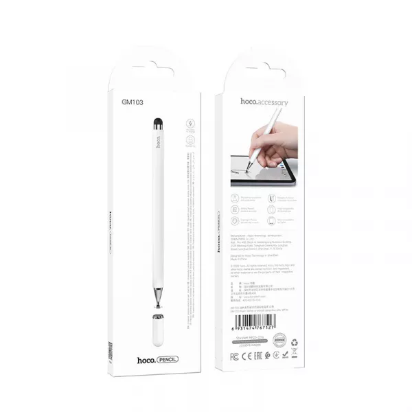 Стилус Hoco Fluent Series Universal Capacitive Pen White (GM103W) - фото 2