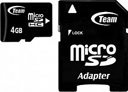 Карта памяти Team microSDHC 4GB Class 10 + SD-адаптер (TUSDH4GCL1003)