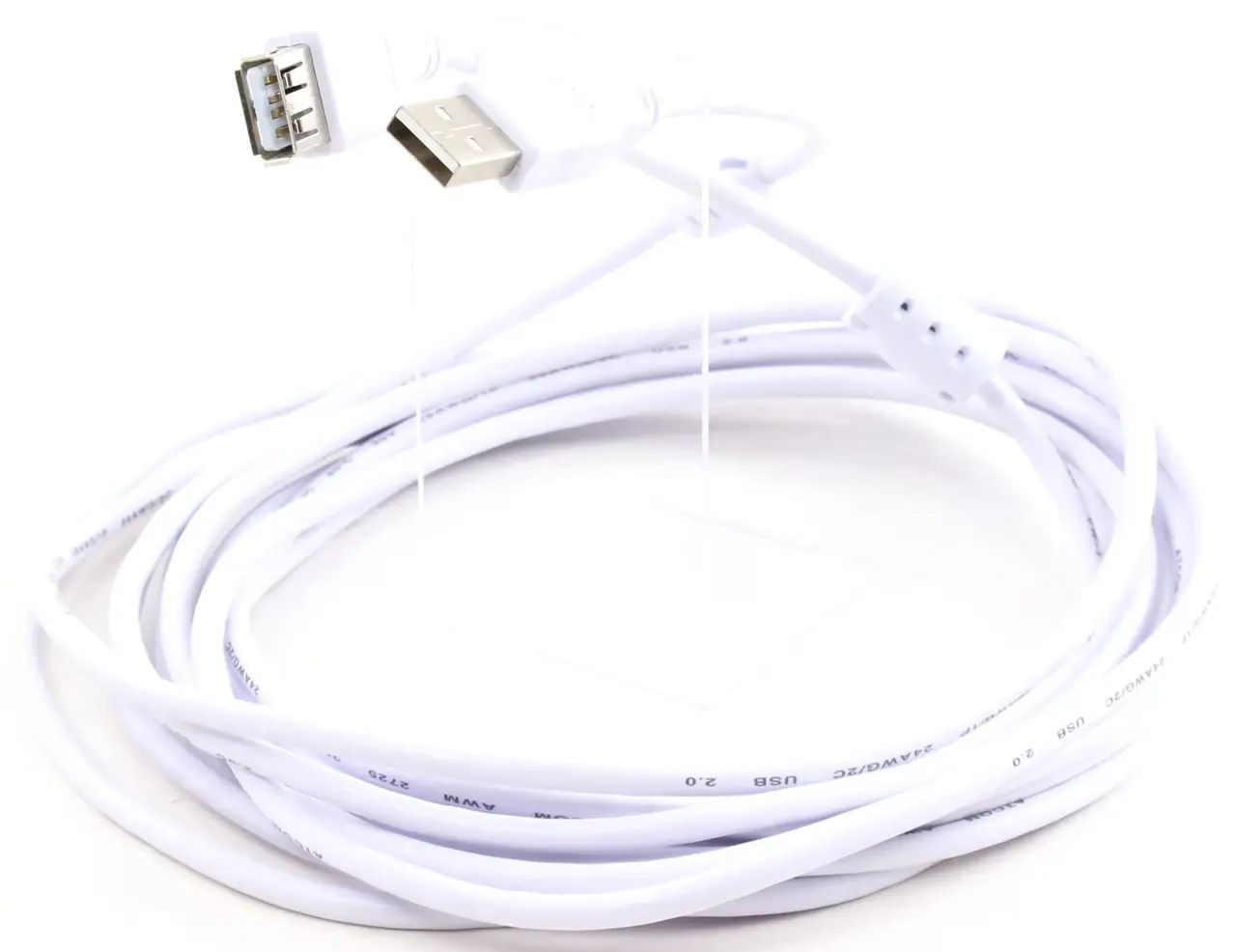 Шлейф (Кабель) Atcom USB2.0 AM/AF 5м White (4717) - фото 2