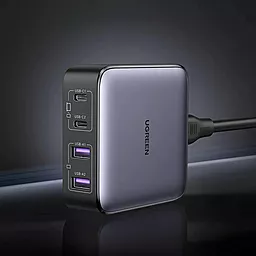 Сетевое зарядное устройство Ugreen CD327 Nexode 65W 2xUSB-A + 2xUSB-C Gray (90747) - миниатюра 4