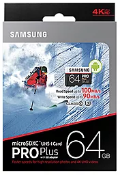 Карта памяти Samsung microSDXC 64GB Pro Plus Class 10 UHS-I U3 (MB-MD64GA/RU) - миниатюра 4