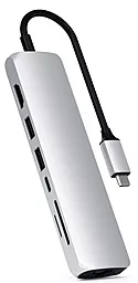 Мультипортовый USB Type-C хаб Satechi Aluminum USB-C Slim Multi-Port with Ethernet Adapter Silver (ST-UCSMA3S) - миниатюра 2