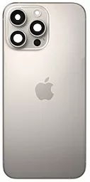 Задняя крышка корпуса Apple iPhone 16 Pro Max со стеклом камеры, с корпусной рамкой Original Natural Titanium - фото Задняя крышка корпуса Apple iPhone 16 Pro Max со стеклом камеры, с корпусной рамкой Original Natural Titanium