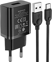 Сетевое зарядное устройство Borofone BA52A Gamble 2.1a home charger + USB-C cable black