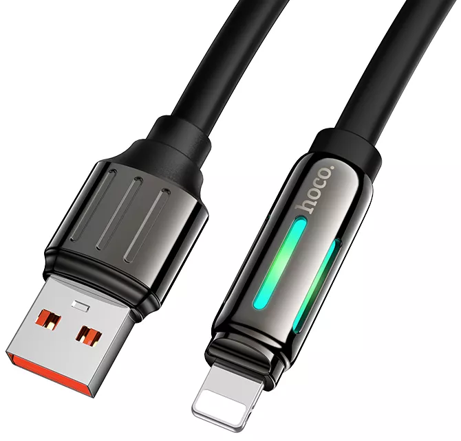 Кабель Hoco U136 Prize USB-A - Lightning 12w 2.4a 1.2м cable Black - фото 2