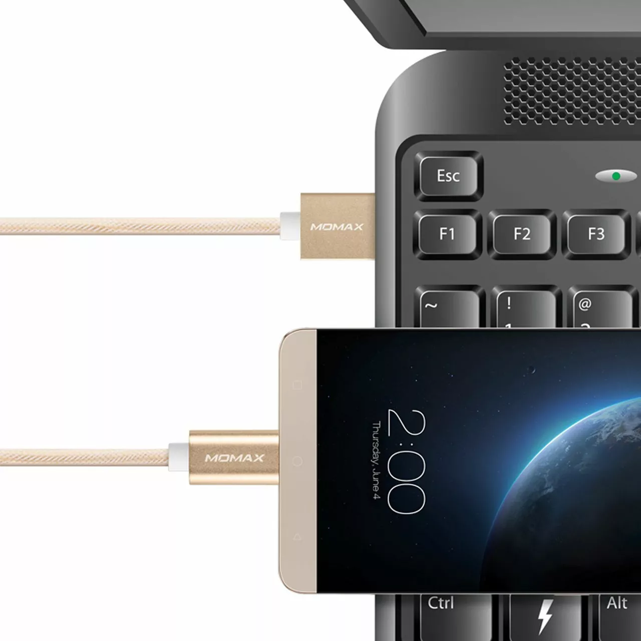Кабель Momax Elite Link USB-A - Type-C 12w 2.4a 1м cable Gold (DTA1L) - фото 5