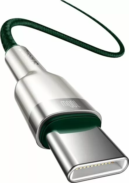 Кабель Baseus Cafule USB Type-C - Type-C 100w 5a 1м PD cable Green (CATJK-C06) - фото 3