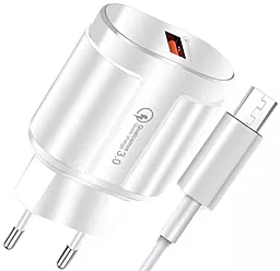 Сетевое зарядное устройство WUW T42 18 Вт 3A QC USB-A + MicroUSB cable White
