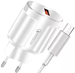 Сетевое зарядное устройство WUW T42 18w QC3.0 home charger + microUSB cable white - фото Сетевое зарядное устройство WUW T42 18w QC3.0 home charger + microUSB cable white