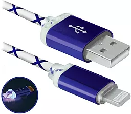 USB Кабель Defender LED backlight ACH03-03LT 12W Lightning Cable Blue (87551)