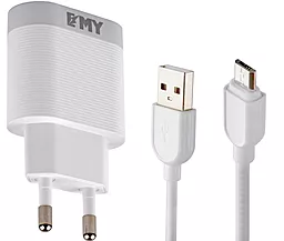 Сетевое зарядное устройство EMY MY-A303Q 18w QC3.0 home charger + micro USB cable white (MY-A303Q-MUV) - фото Сетевое зарядное устройство EMY MY-A303Q 18w QC3.0 home charger + micro USB cable white (MY-A303Q-MUV)